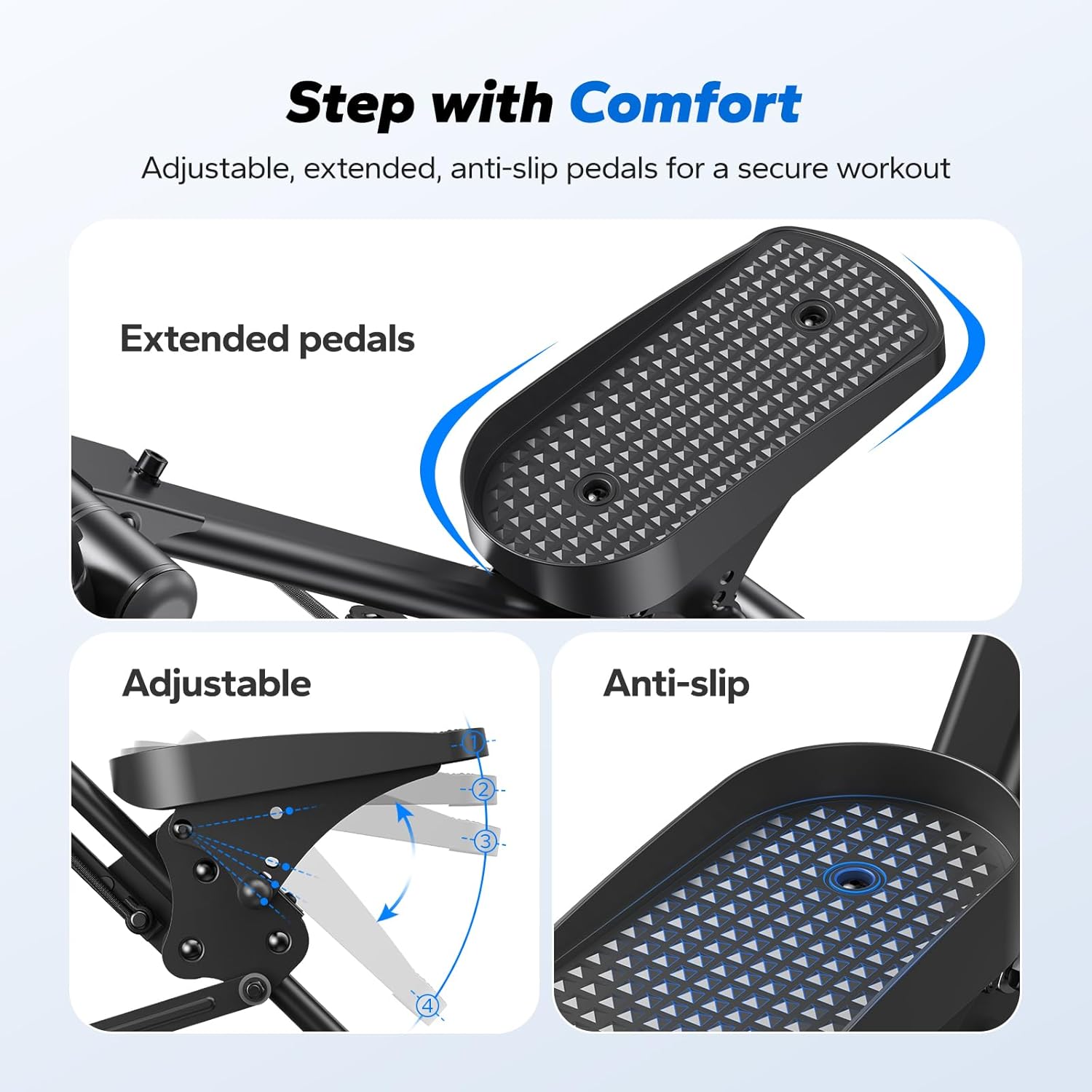 Stair Stepper for Home Gym Exercise, New Version Vertical Climber Machine for Full-Body Workout, Compact Folding Cardio Exercise Climber with Extended Step Range, Adjustable Handlebar & Pedals