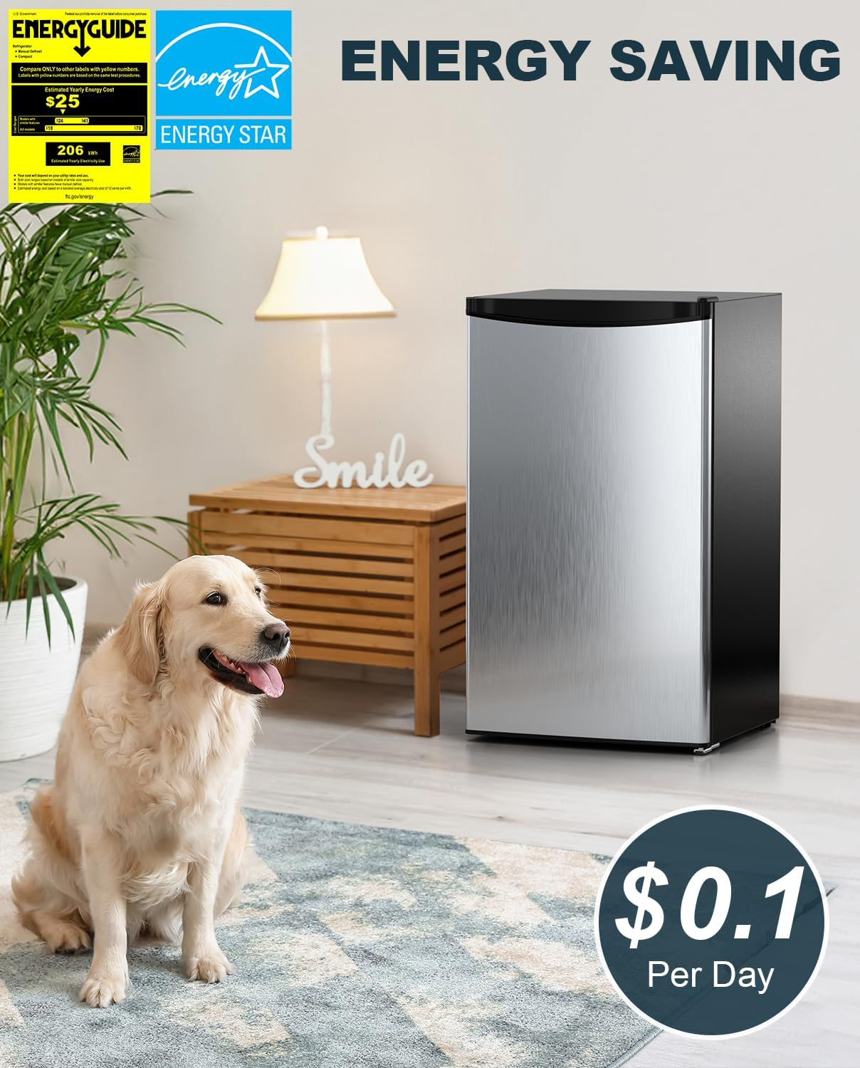 Prokonk 3.2 Cu.Ft Mini Fridge with Freezer, Single Door Mini Fridge, Dorm Fridge, Adjustable Thermostat, Mini Refrigerator for Bedroom, Office, Dorm, Black-BR321