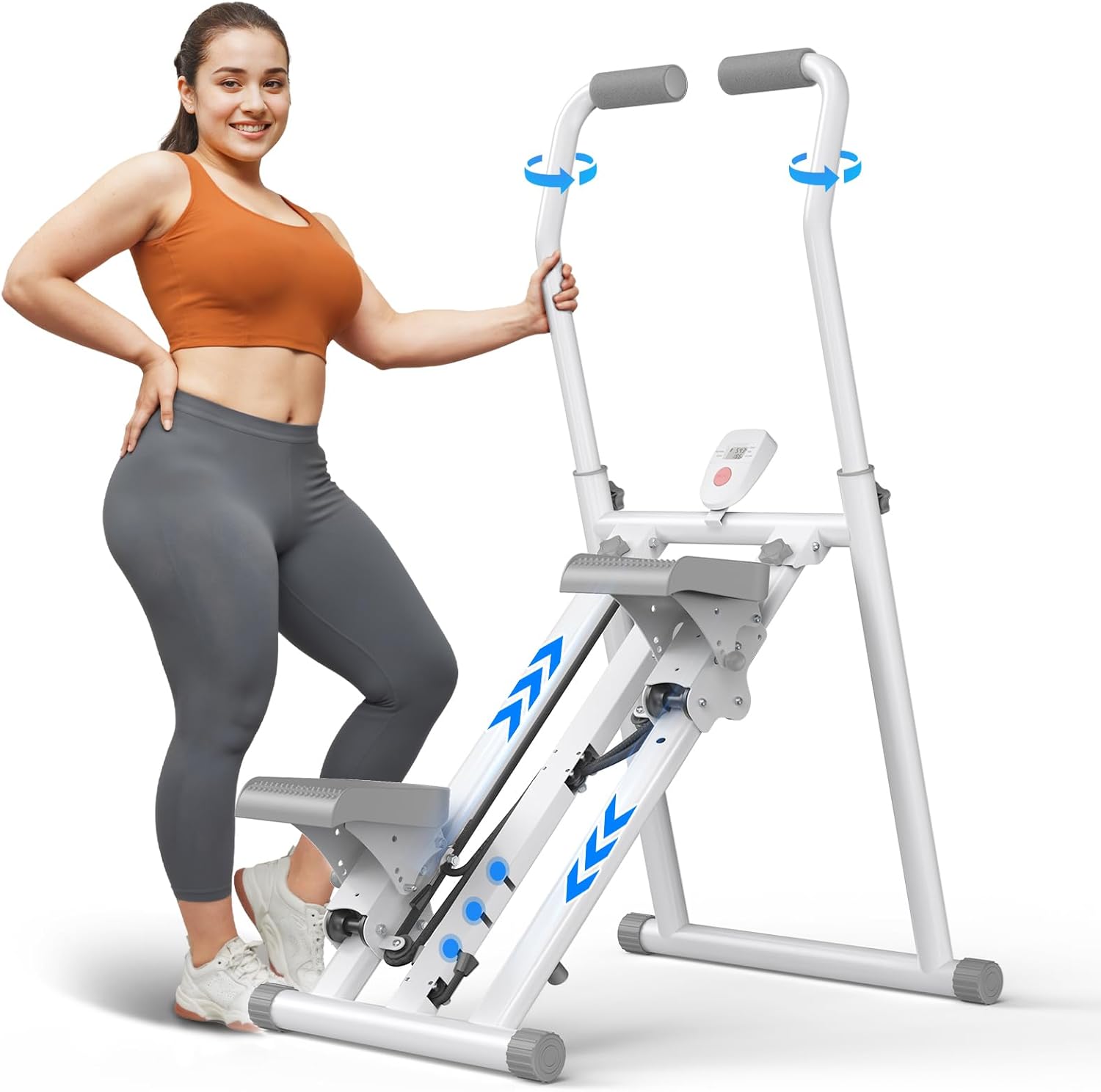 Stair Stepper for Home Gym Exercise, New Version Vertical Climber Machine for Full-Body Workout, Compact Folding Cardio Exercise Climber with Extended Step Range, Adjustable Handlebar & Pedals