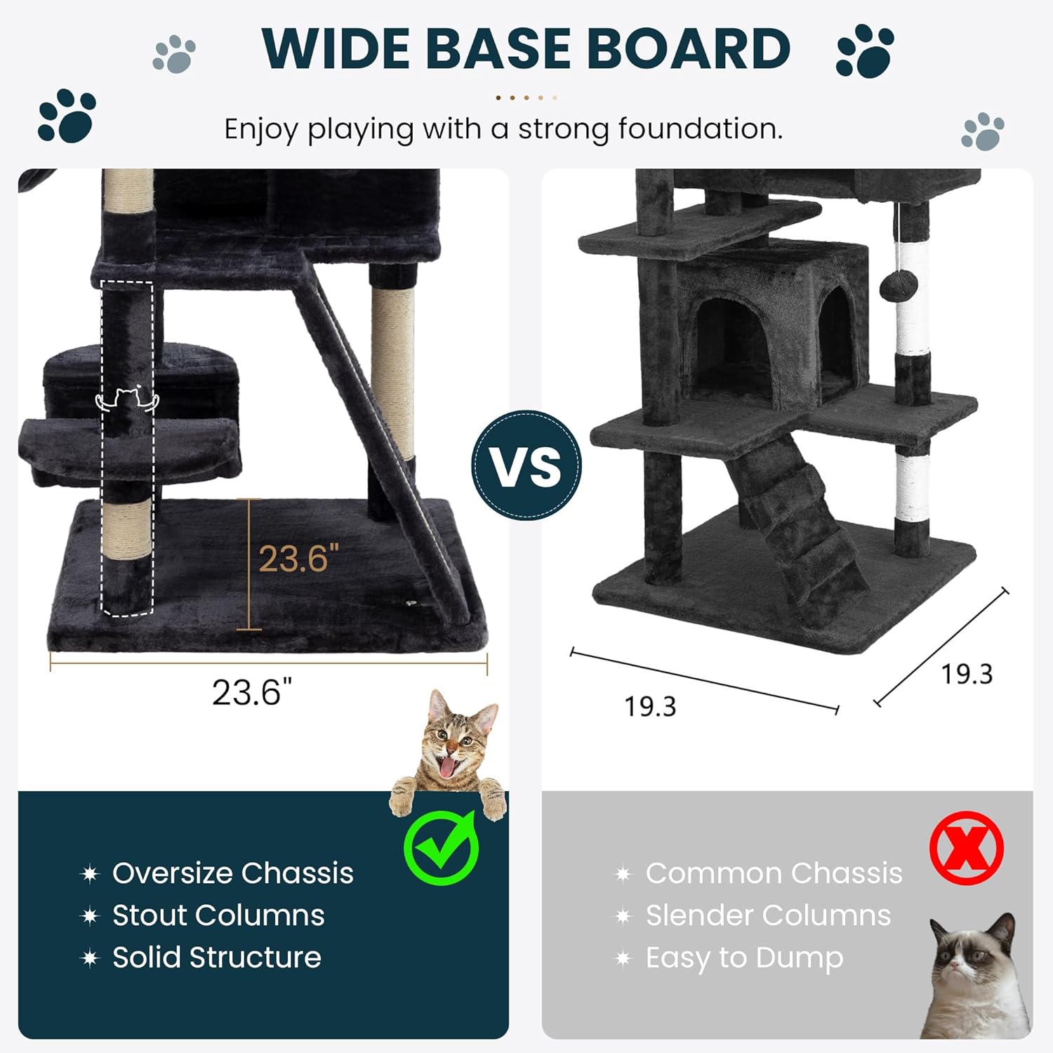 Larger Cat Tree Tower Condo for Indoor Kitties/Multi-Level Furniture Activity Center with Wide Base/Cozy Plush Cat Perches/Baskets/Sisal Scratching Posts and Hammock/Beige