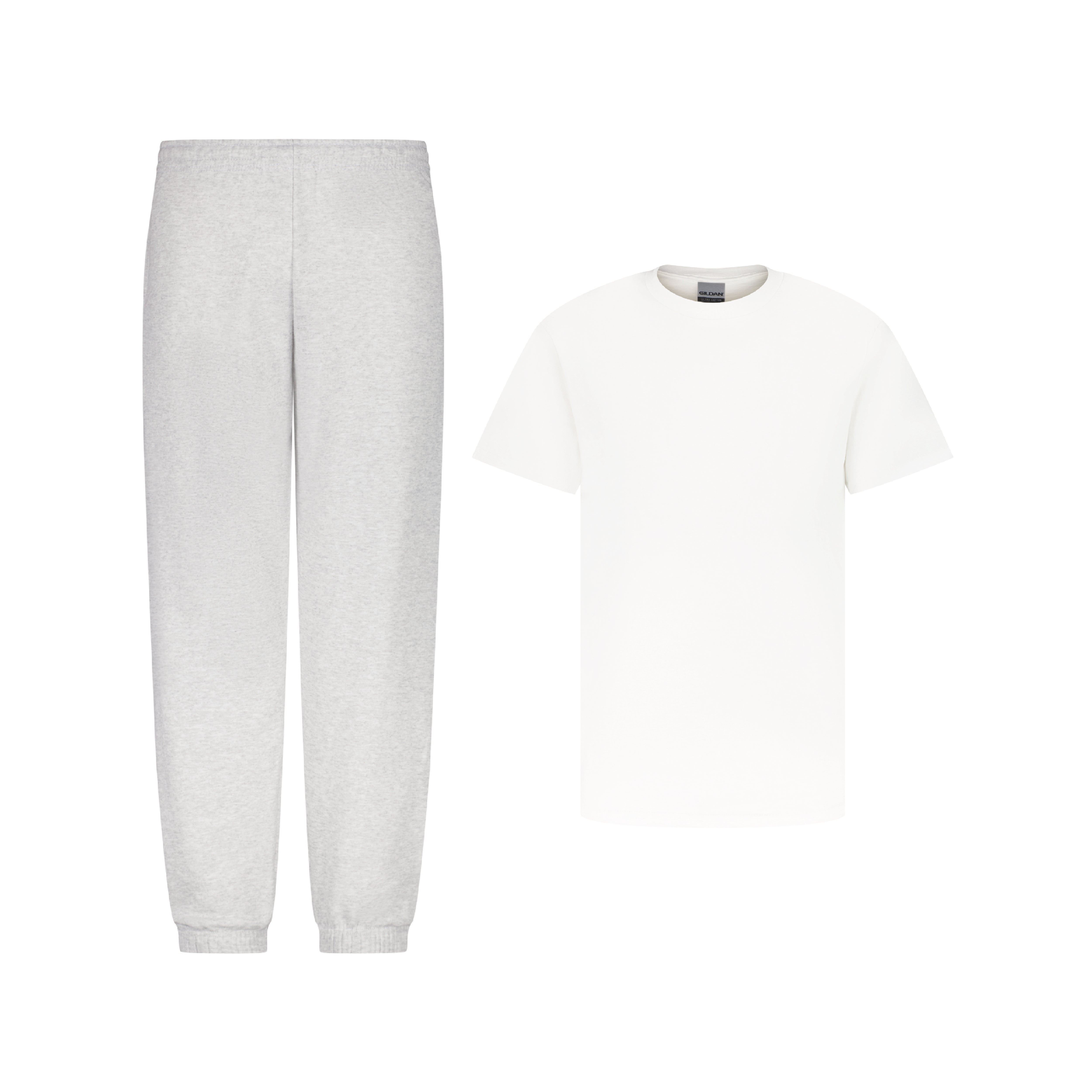 Men's Classic Jogger Pants and T-Shirt Set - T-Shirt White