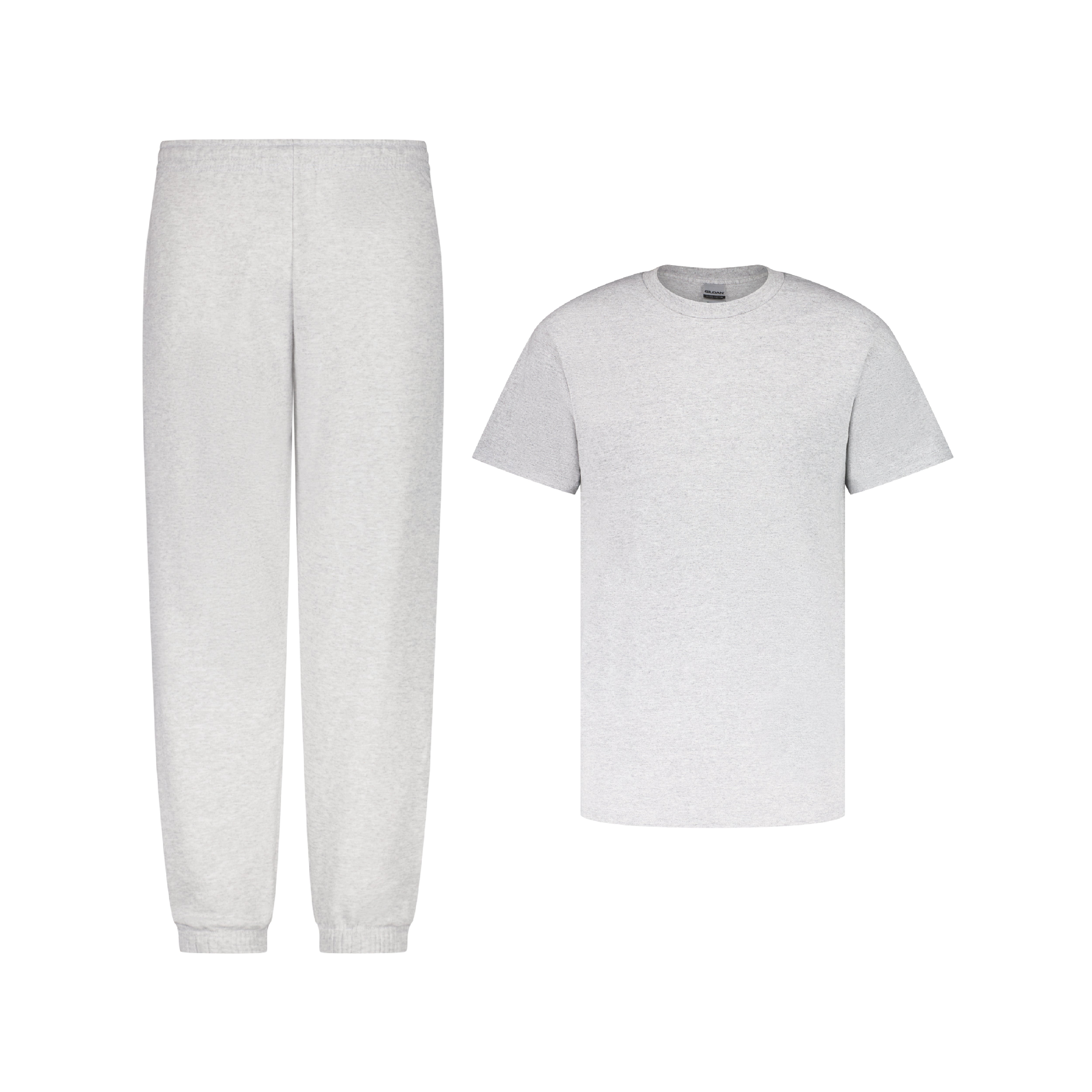 Men's Classic Jogger Pants and T-Shirt Set - T-Shirt Heather Gray