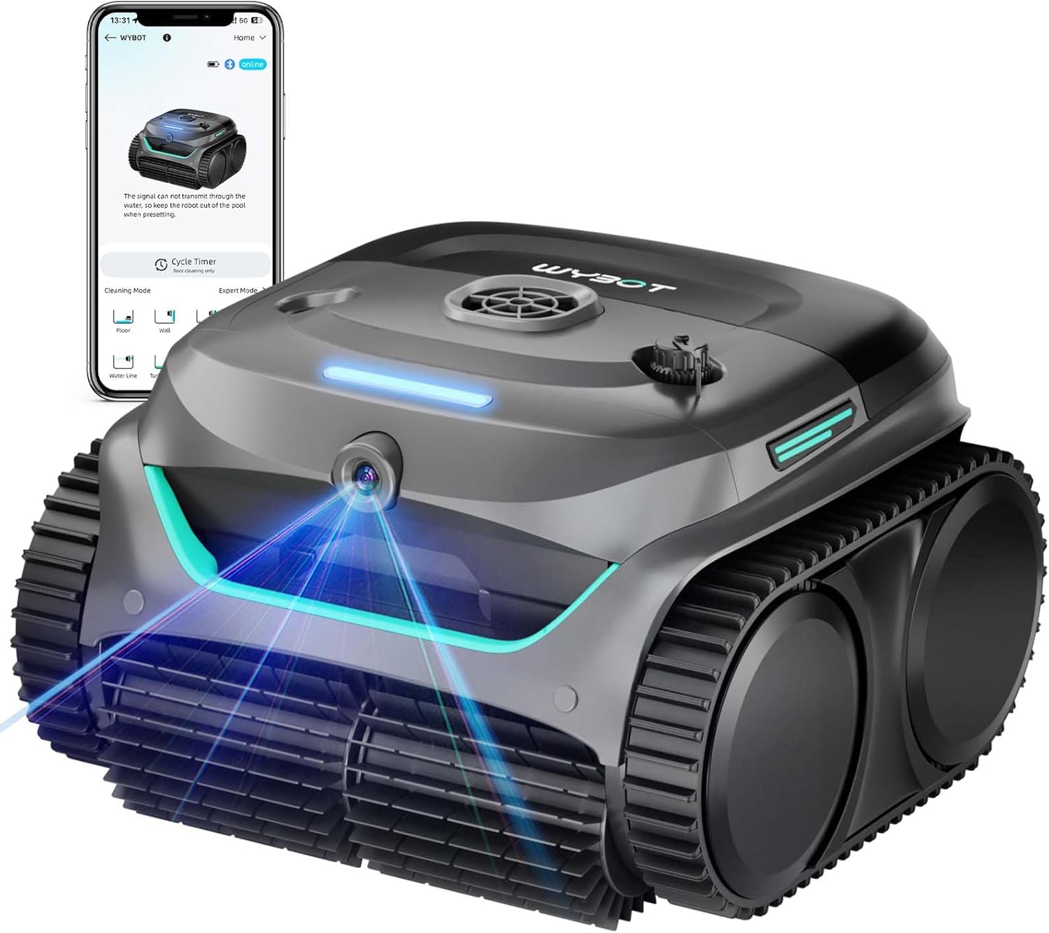 (2025 New)  C2 Vision Robotic Pool Vacuum with AI Camera, Ultra-Fine Filtration Pool Cleaners for Above&Inground Pools, Comprehensive 8 Mode, Wall Climbing, Smart Navigation, Gray