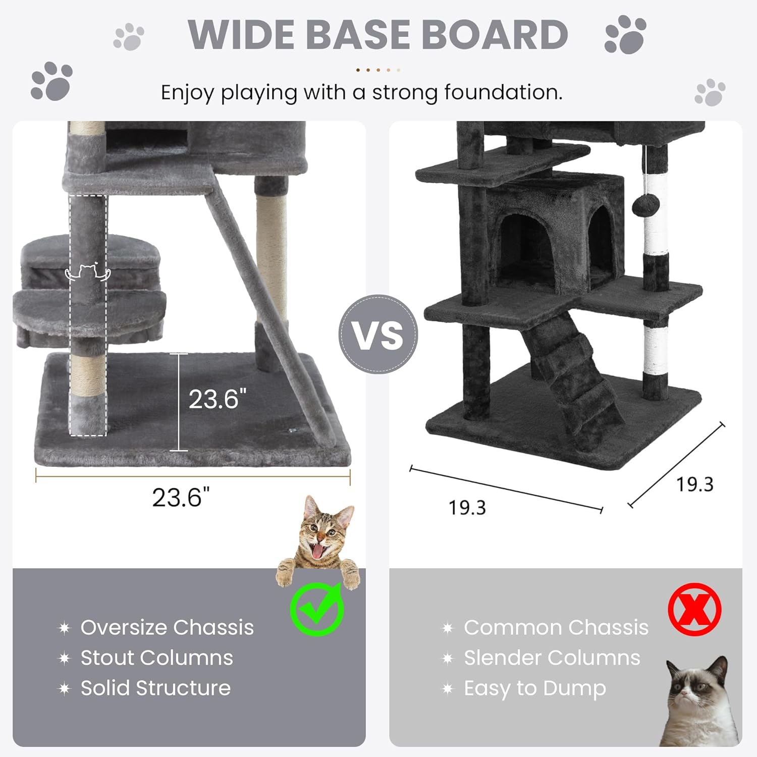 Larger Cat Tree Tower Condo for Indoor Kitties/Multi-Level Furniture Activity Center with Wide Base/Cozy Plush Cat Perches/Baskets/Sisal Scratching Posts and Hammock/Beige
