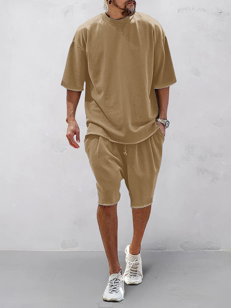 Men's Casual Loose Fit Solid Sports Set