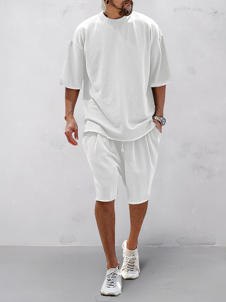 Men's Casual Loose Fit Solid Sports Set