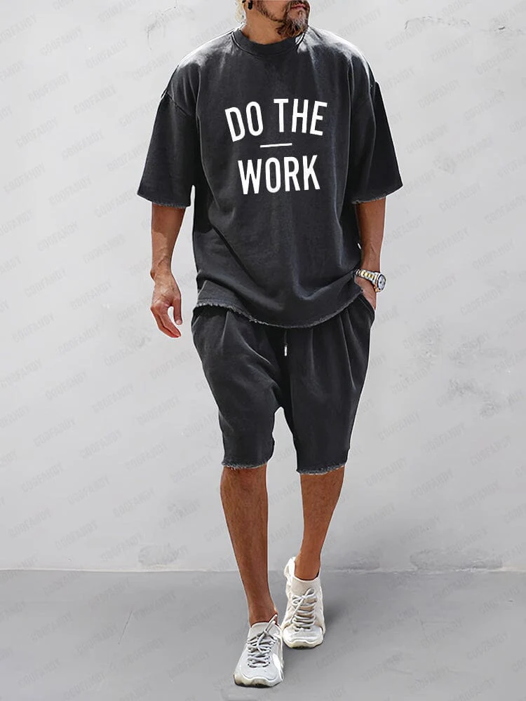 Men's Casual Loose Fit Solid Sports Set