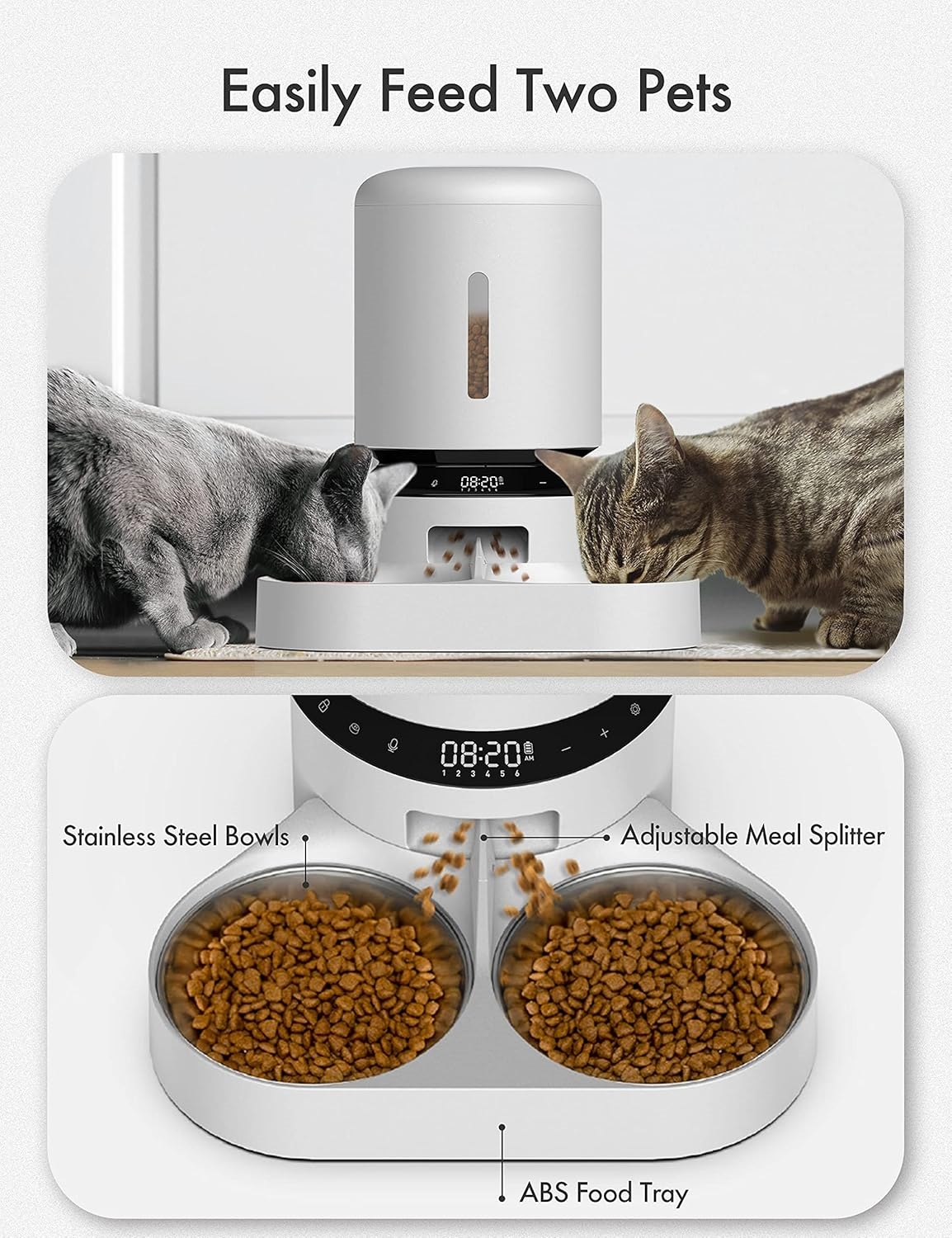 Automatic Cat Feeder with Camera for Two Cats
