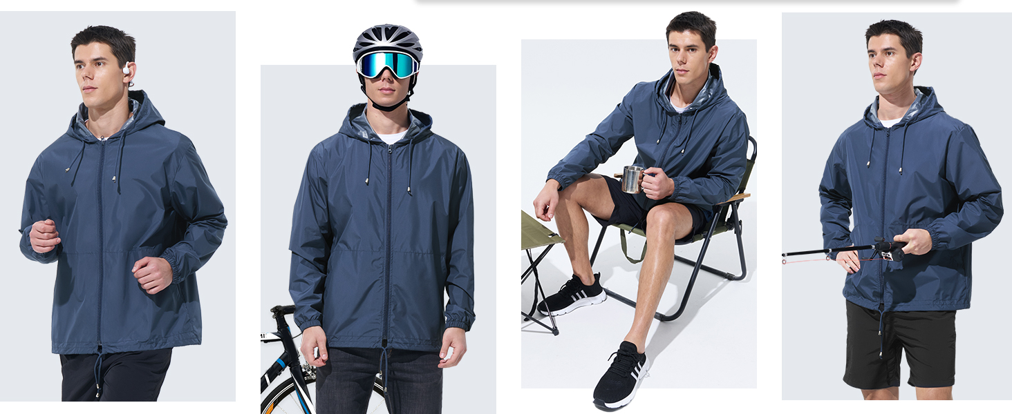 UIQUR Men Waterproof Raincoat Windbreaker Lightweight Packable Rain Jacket detail 27