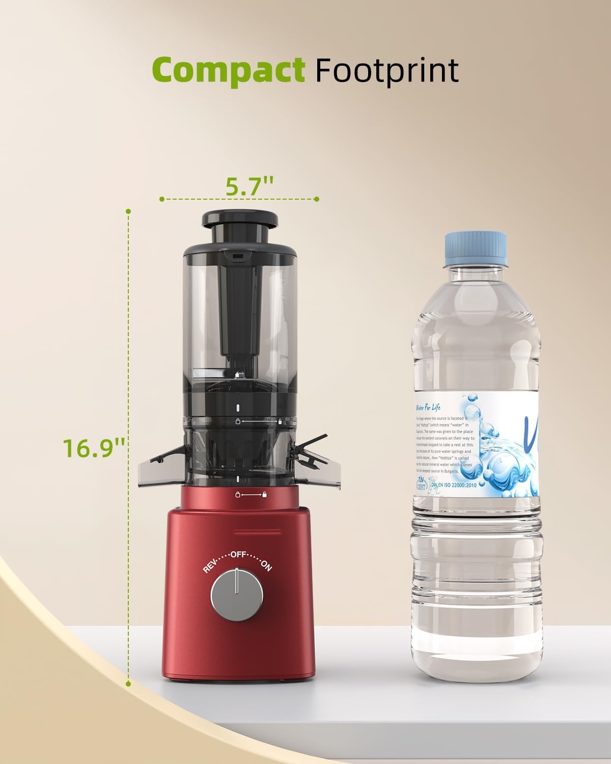Cold Press Juicer with 8 Juice Bottles - Masticating Juicer Machines for Fruits and Veggies, 4.25" Large Feed Chute, Easy to Clean