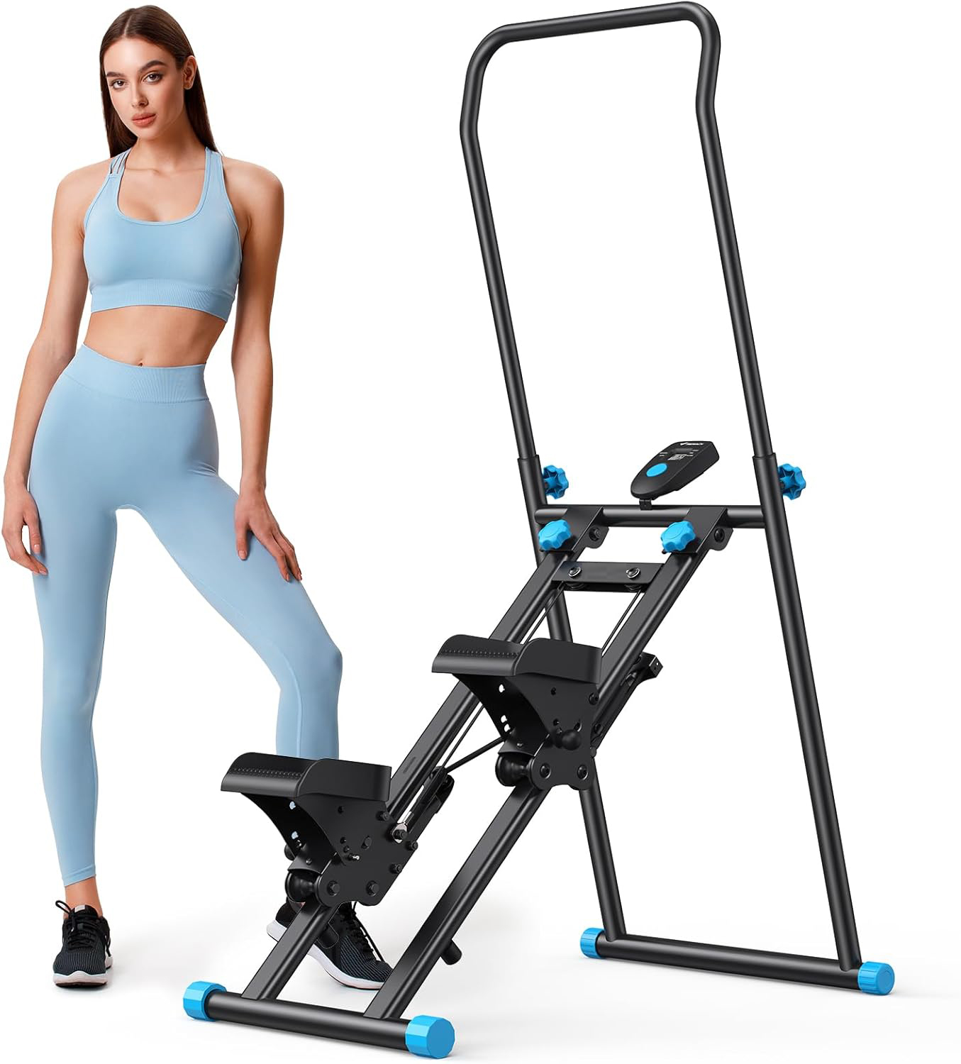 Stair Stepper for Home Gym Exercise, New Version Vertical Climber Machine for Full-Body Workout, Compact Folding Cardio Exercise Climber with Extended Step Range, Adjustable Handlebar & Pedals