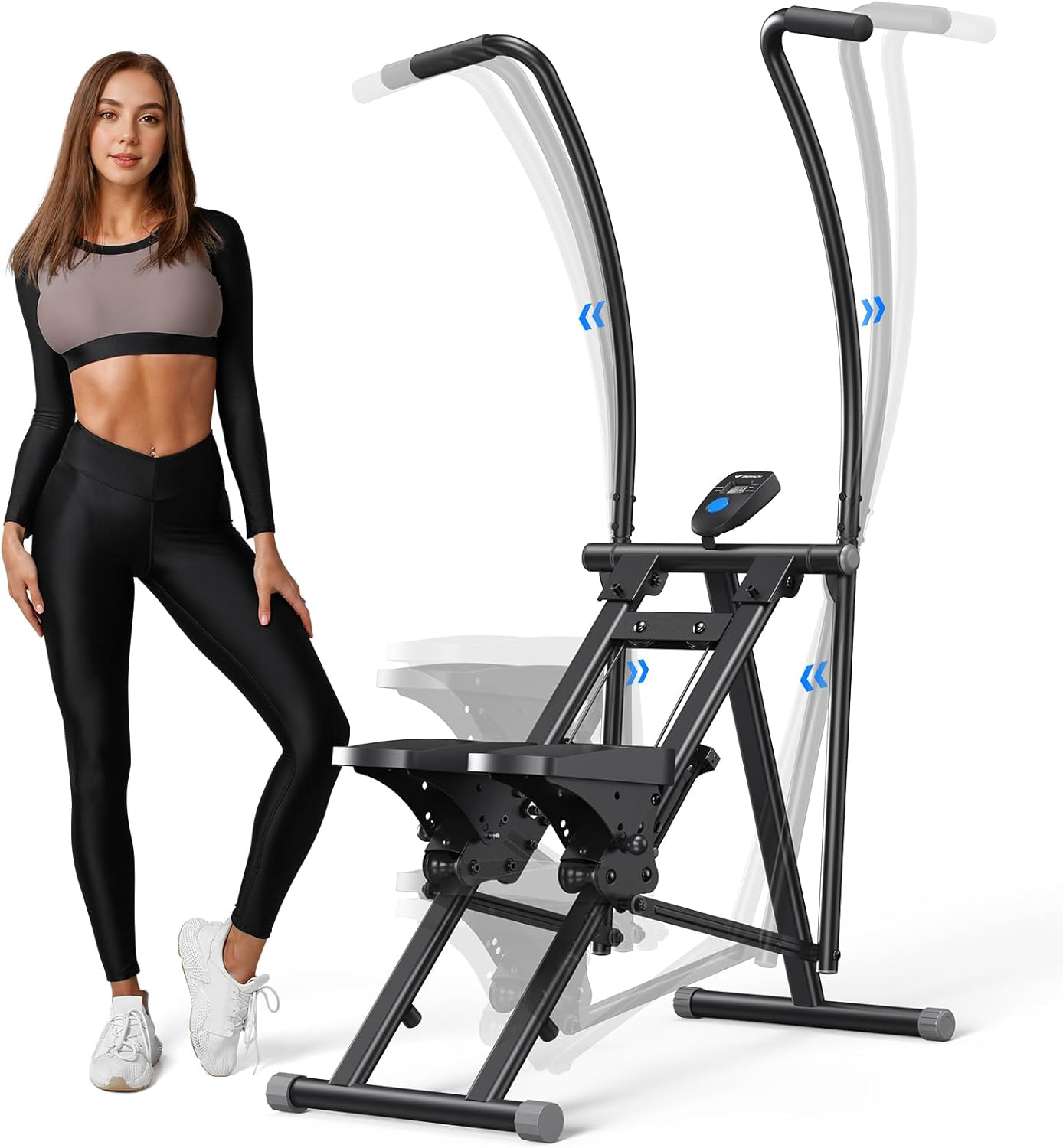 Stair Stepper for Home Gym Exercise, New Version Vertical Climber Machine for Full-Body Workout, Compact Folding Cardio Exercise Climber with Extended Step Range, Adjustable Handlebar & Pedals