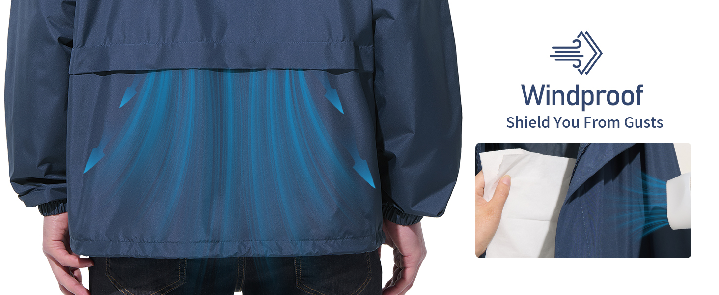 UIQUR Men Waterproof Raincoat Windbreaker Lightweight Packable Rain Jacket detail 25