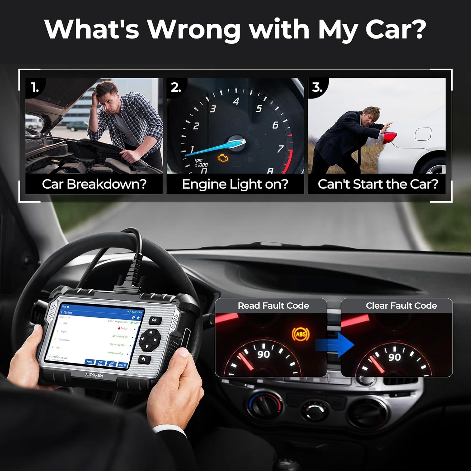 AD500 OBD2 Scanner Car Code Reader Scan Tool
