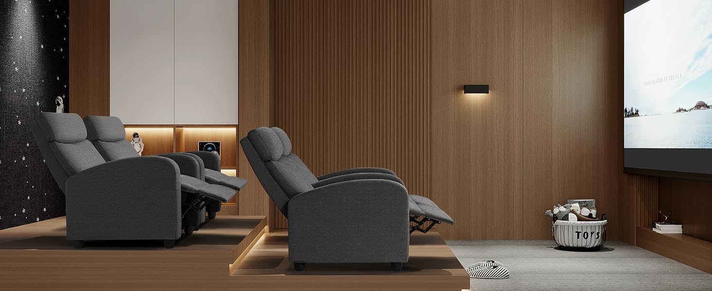 Adjustable Home Theater Single Fabric Recliner Sofa