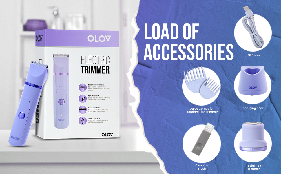Comes with Facial Hair Trimmer & USB Recharge Dock