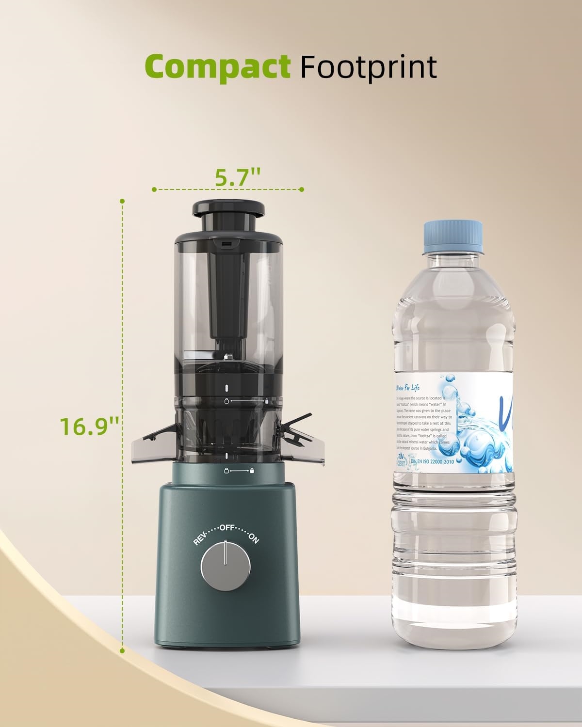 Cold Press Juicer with 8 Juice Bottles - Masticating Juicer Machines for Fruits and Veggies, 4.25" Large Feed Chute, Easy to Clean