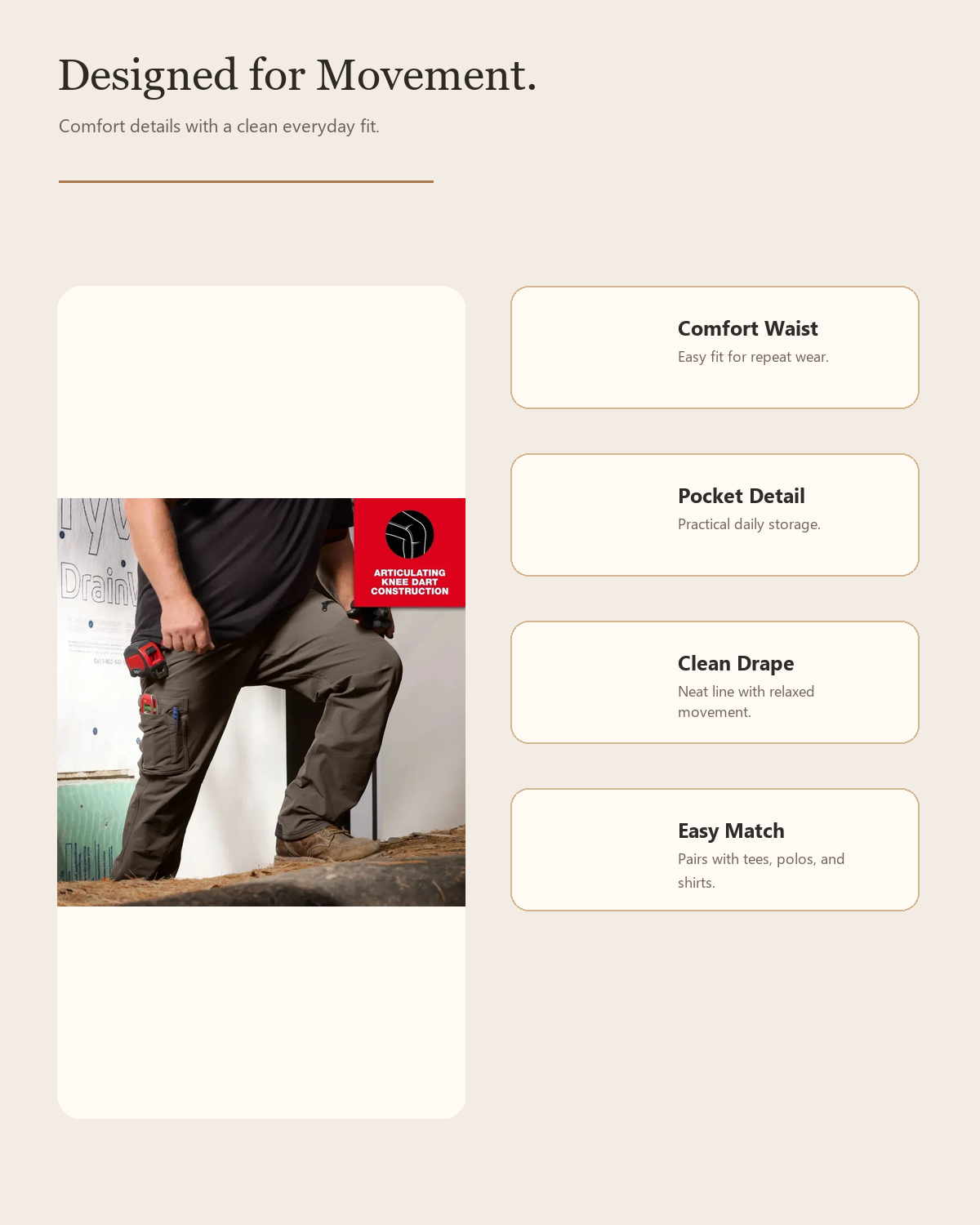 Men's Tech Work Pants with 7 Pockets product detail image 1