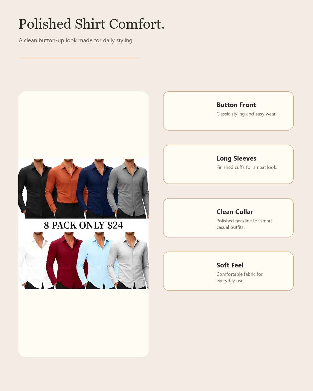 Men's Long-Sleeve Stretch Shirt product detail image 1