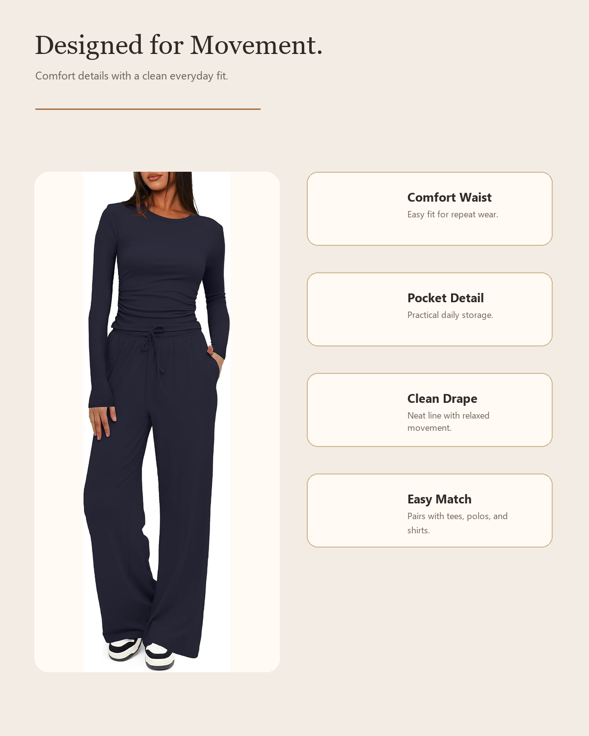 Women's 2 Piece Lounge Set with Wide Leg Pants product detail image 1