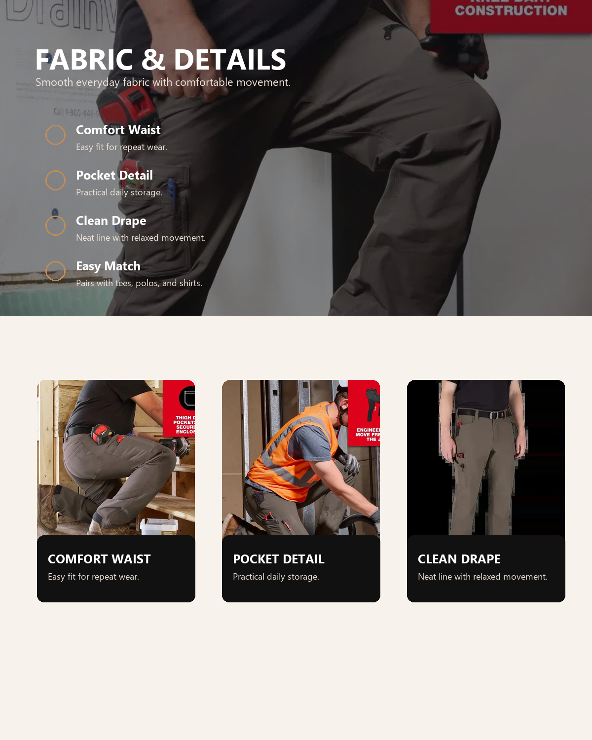 Men's Tech Work Pants with 7 Pockets product detail image 3