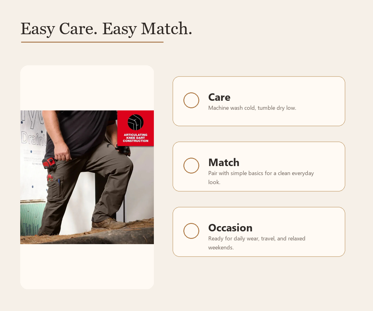 Men's Tech Work Pants with 7 Pockets product detail image 5