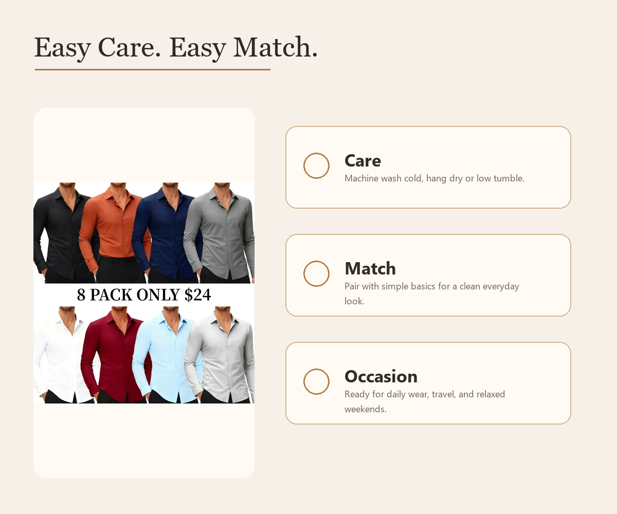 Men's Long-Sleeve Stretch Shirt product detail image 5