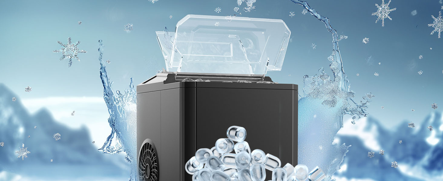Countertop Ice Maker, Portable Ice Machine Self-Cleaning, 9 Cubes in 6 Mins
