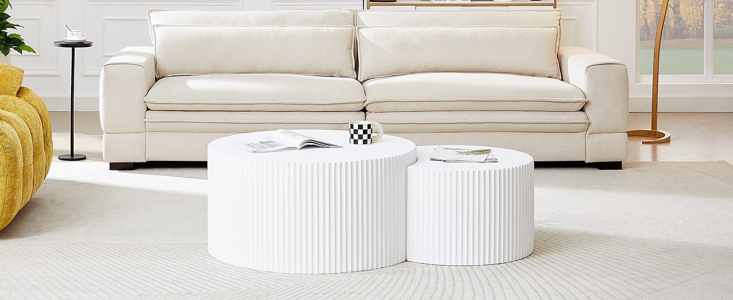 White nesting coffee table
