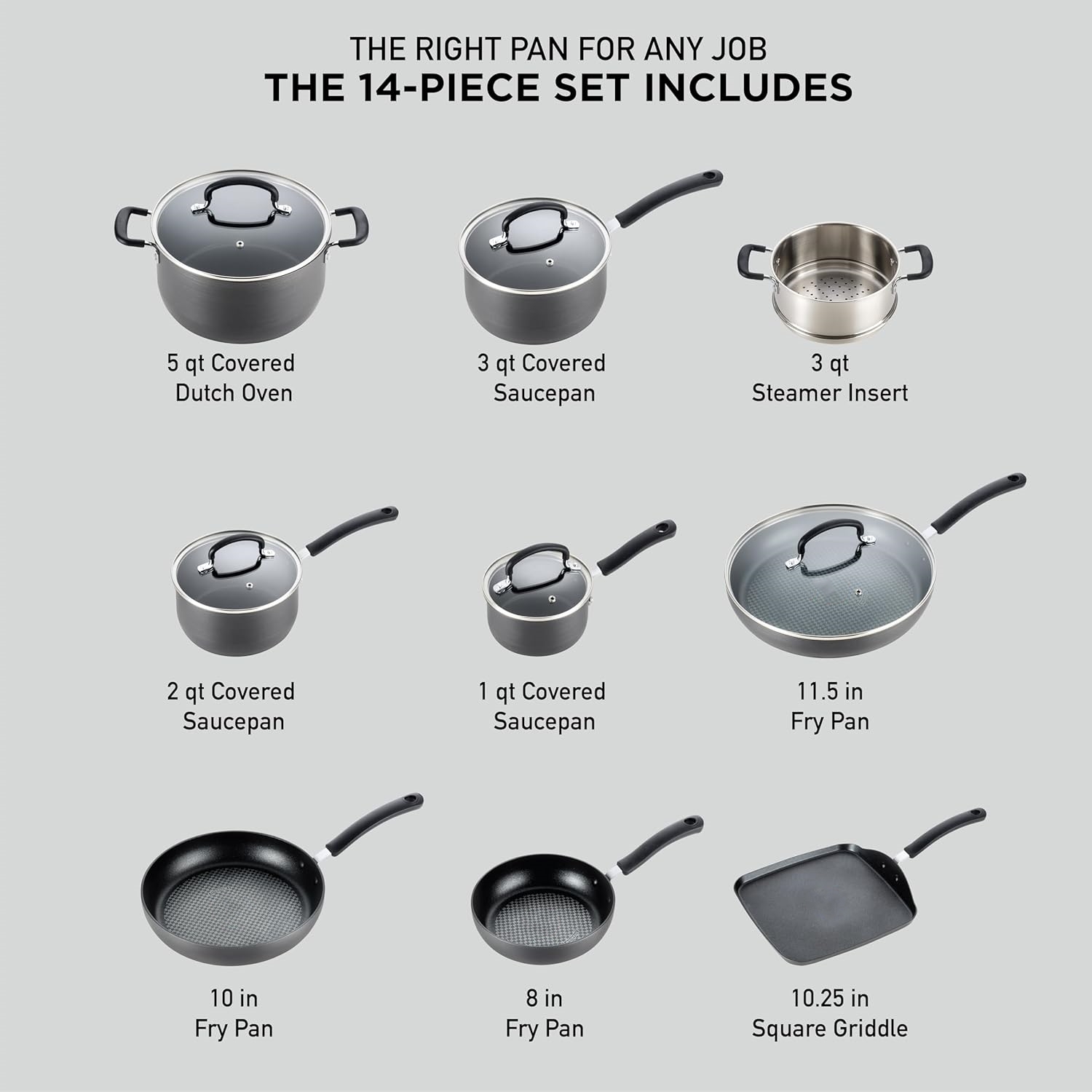 Ultimate Hard Anodized Nonstick Cookware Set 17 Piece