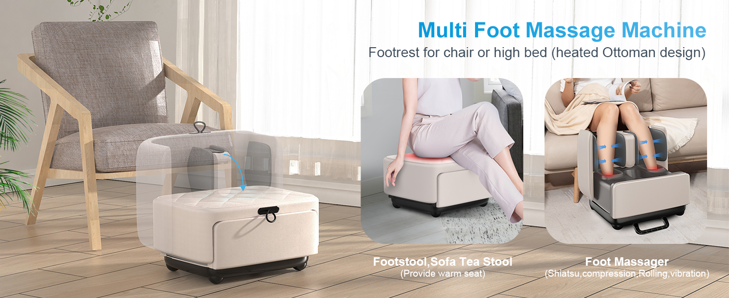 2-in-1 Foot And Calf Massager& Foot Rest