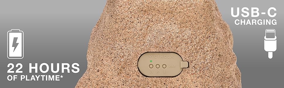 Up to 22 hours of continuous playtime and USB-C charging with included charging cable