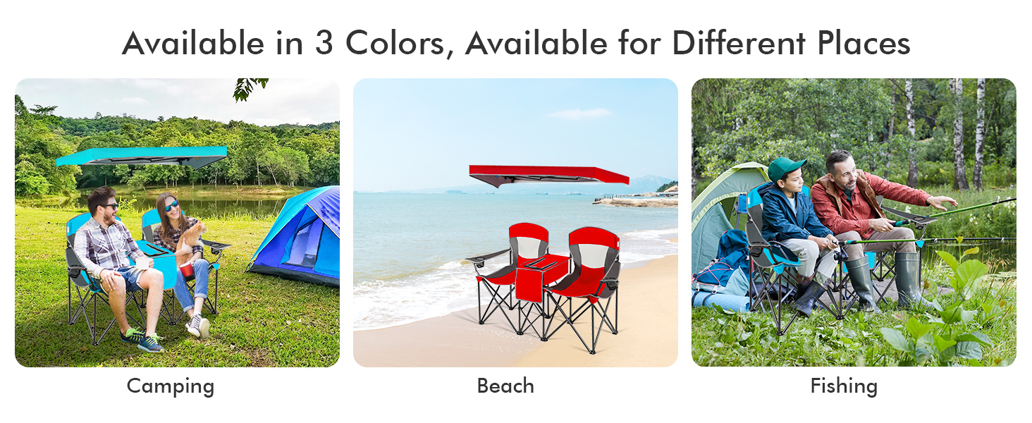 Double Camping Chair with Shade Canopy
