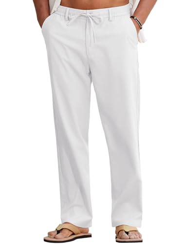 COOFANDY Men Cotton Linen Drawstring Pants Casual Lightweight Summer Beach Pants detail image