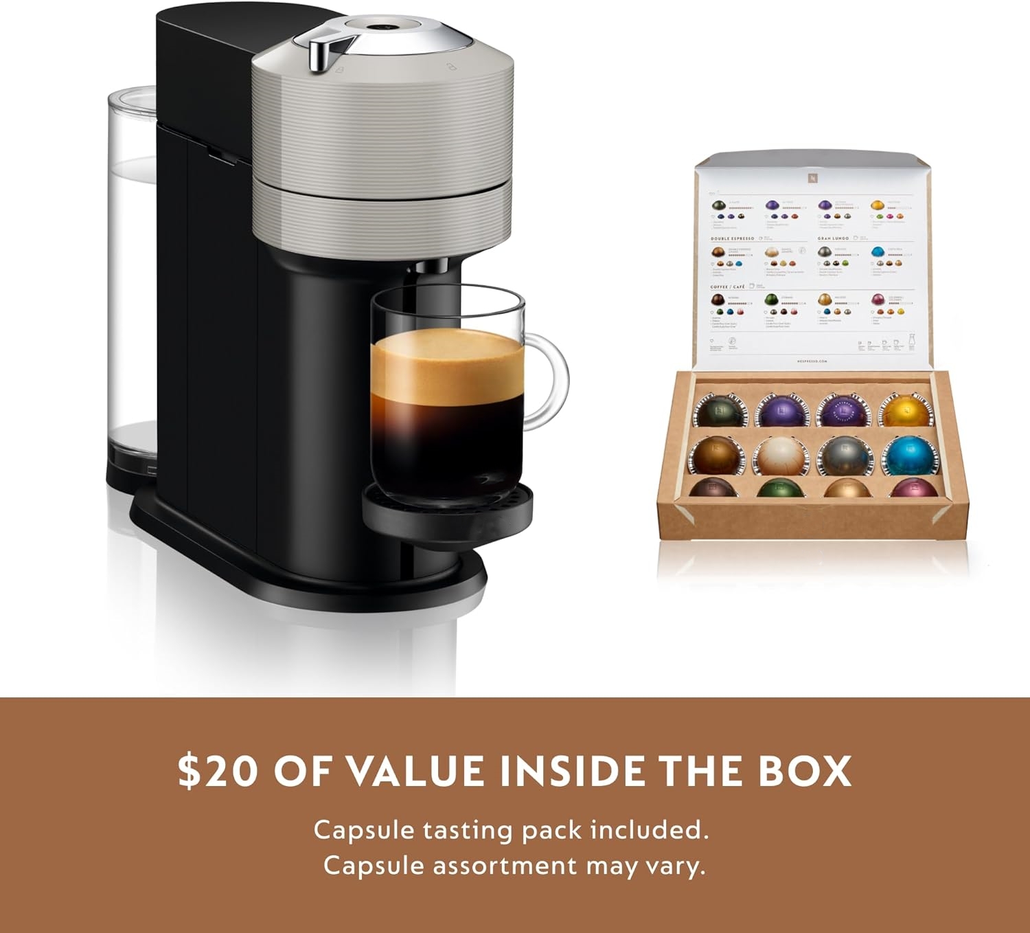 Vertuo Next Coffee and Espresso Maker by Breville, with Aeroccino Milk Frother, Light Grey(Buy 2 And Get Free Shipping)