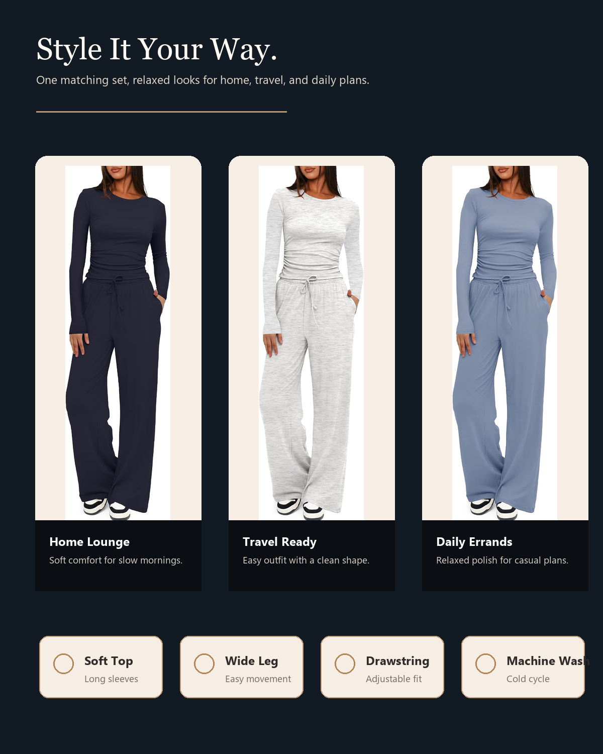 Women's 2 Piece Lounge Set styling options detail image