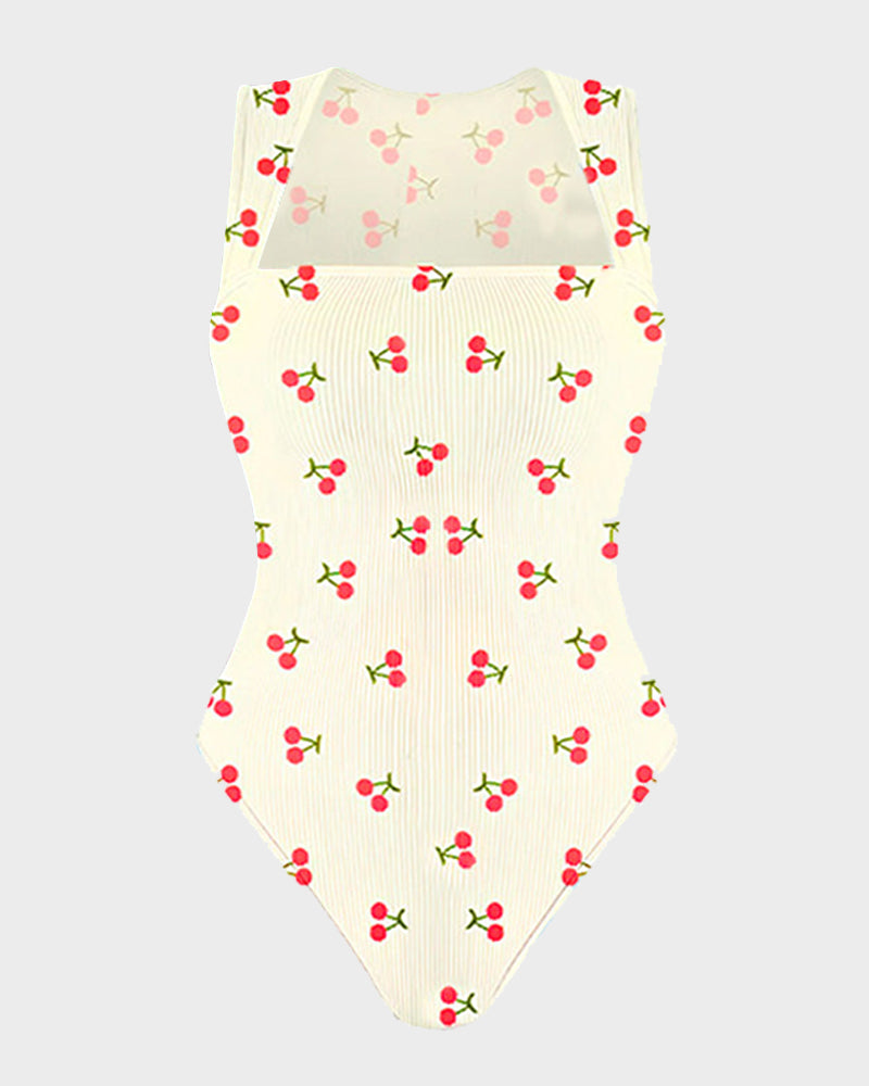 Women's ribbed square neck tummy control bodysuit 3-pack in Cherry Beige