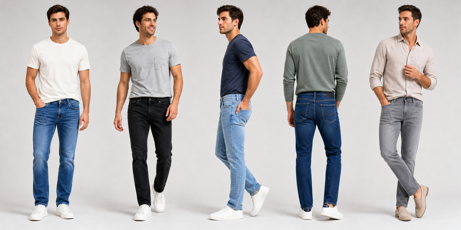 AI generated model scene collage for The Stretch Jean Athletic Fit
