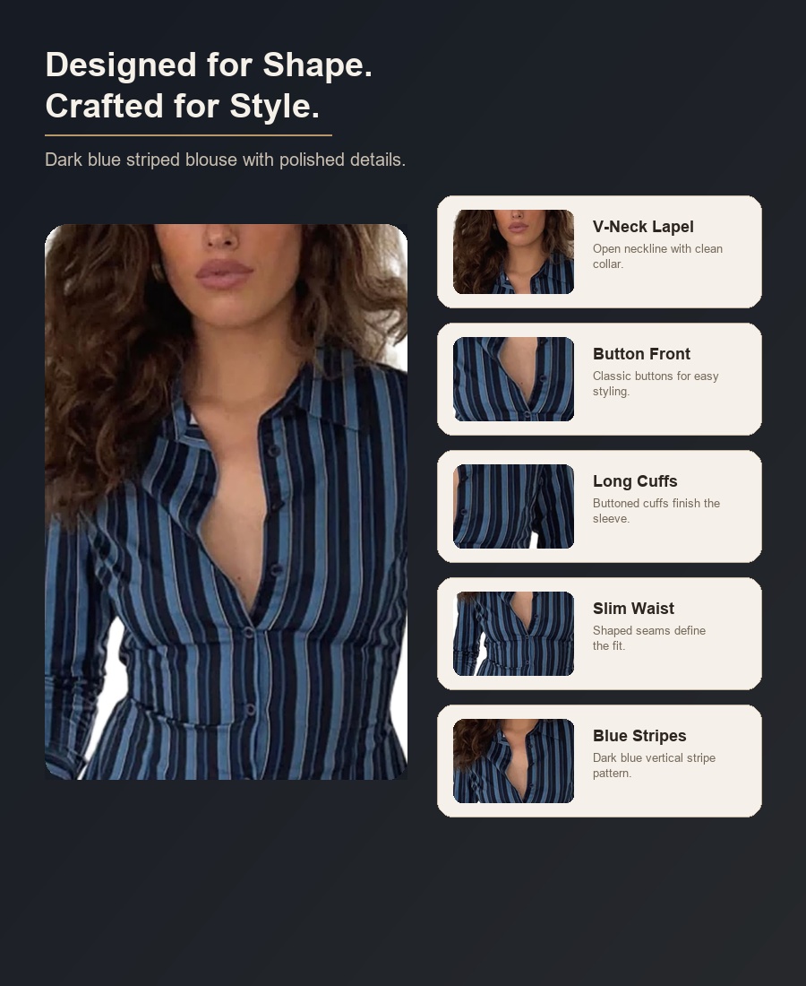 Dark blue blouse design detail infographic