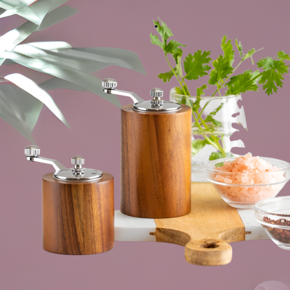 Portable hand-cranked coffee bean grinder grinder wood grain pepper mill adjustable grinder