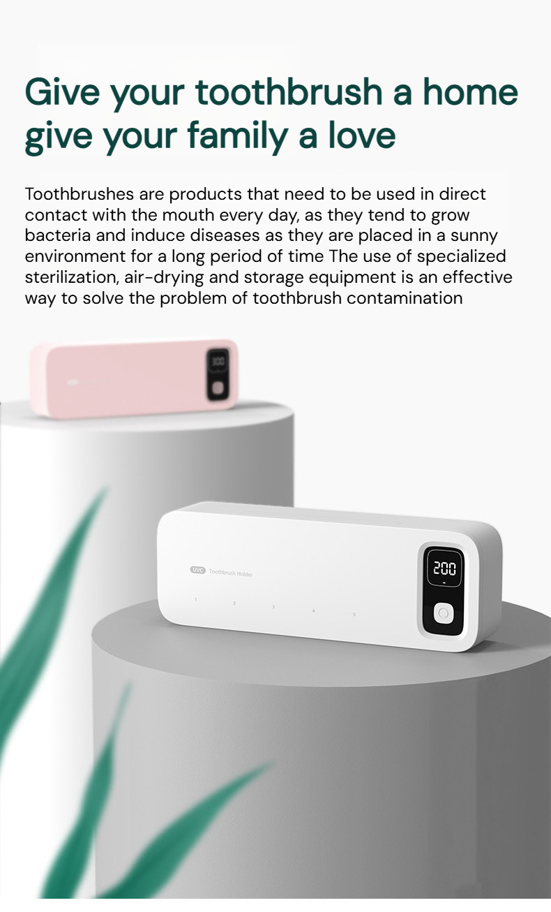 Toothbrush holder with UV sterilization and air drying