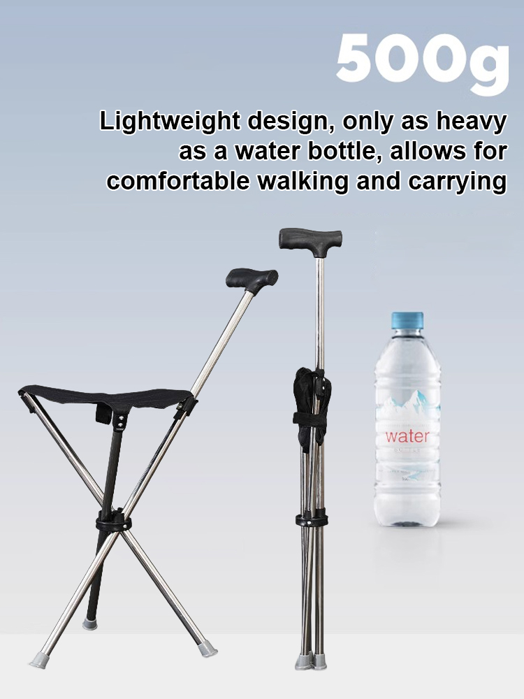 Collapsible Walking Cane Chair for Seniors 🎊 Converts to a chair in 1 second, back to a cane in 2 seconds. Rust-free and maintains shape for 10 years 🎉 Half-price offer and free shipping.