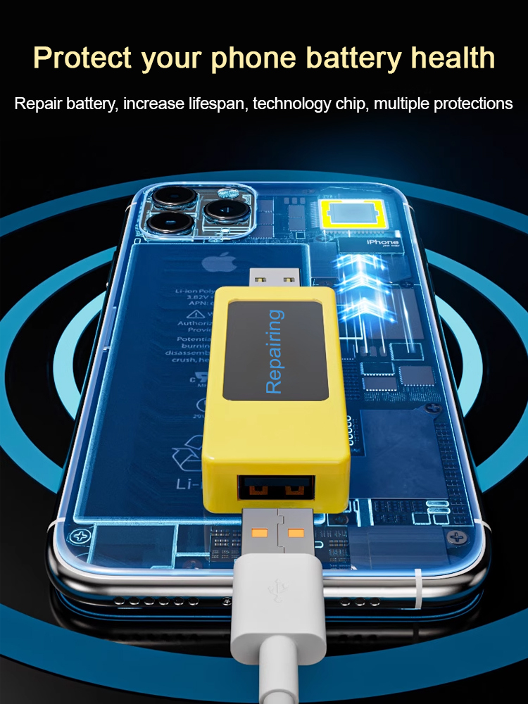 Pulse Current Technology✨ Simply plug it into the charging port for 3 minutes to automatically restore your battery, extending your phone's battery life by ten years ⚡