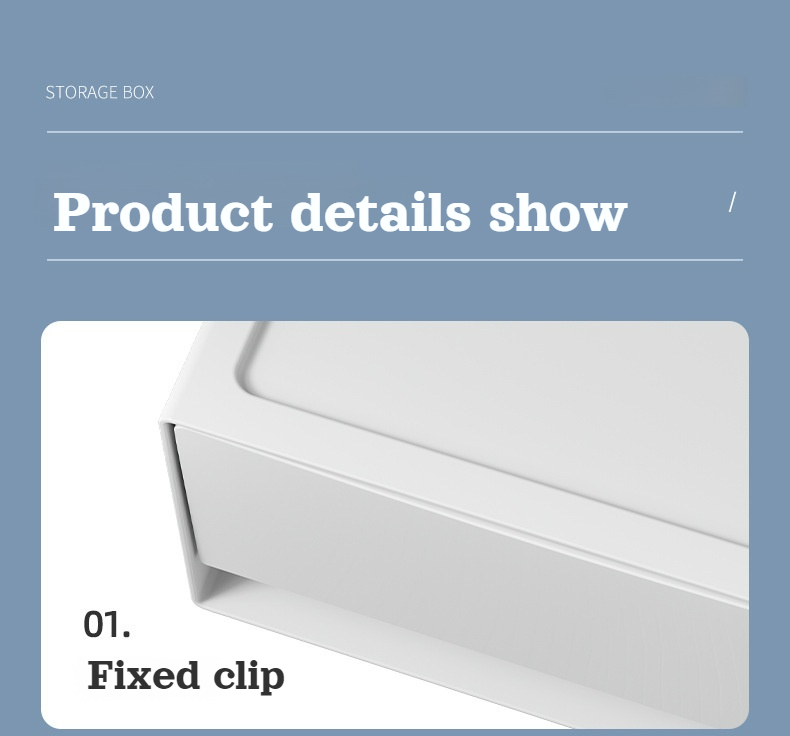 Clear plastic storage box showing organized cosmetics