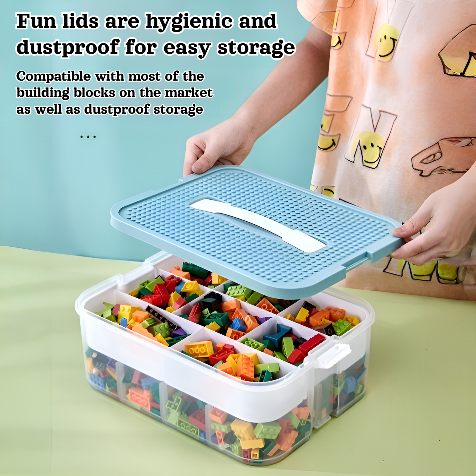 Household building block storage box layered stackable Lego storage box children's toy parts desktop