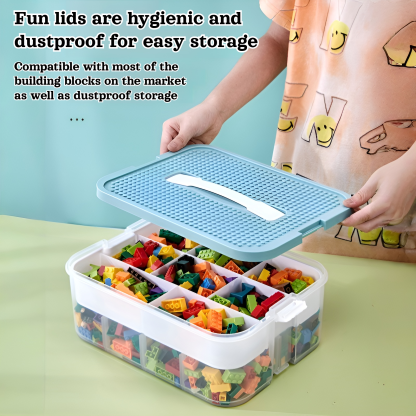 Household building block storage box layered stackable Lego storage box children's toy parts desktop