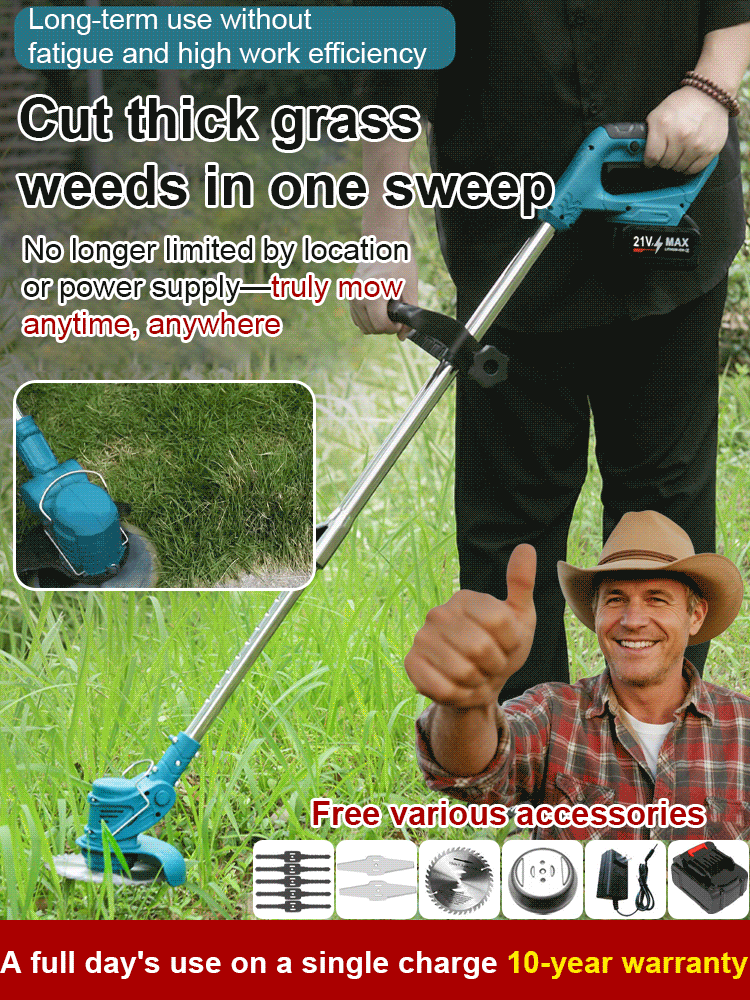 Lightweight lithium battery garden lawn mower🌟Lightweight weed trimmer for seniors to use one - handed.🌟It's three times more efficient than regular trimmers.🌟