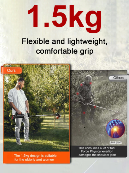 Lightweight lithium battery garden lawn mower🌟Lightweight weed trimmer for seniors to use one - handed.🌟It's three times more efficient than regular trimmers.🌟