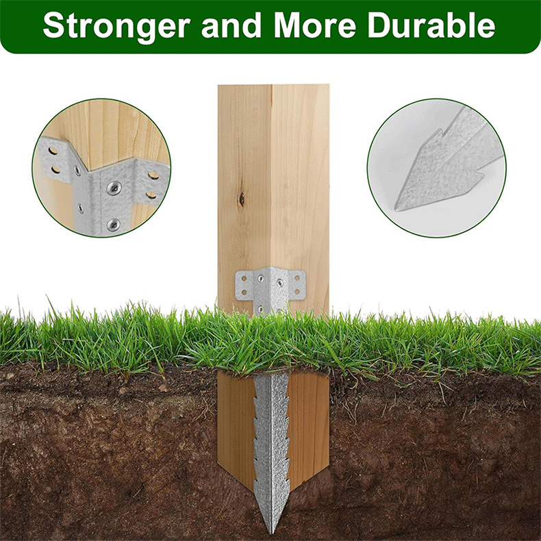 Close-up of serrated fence repair stakes