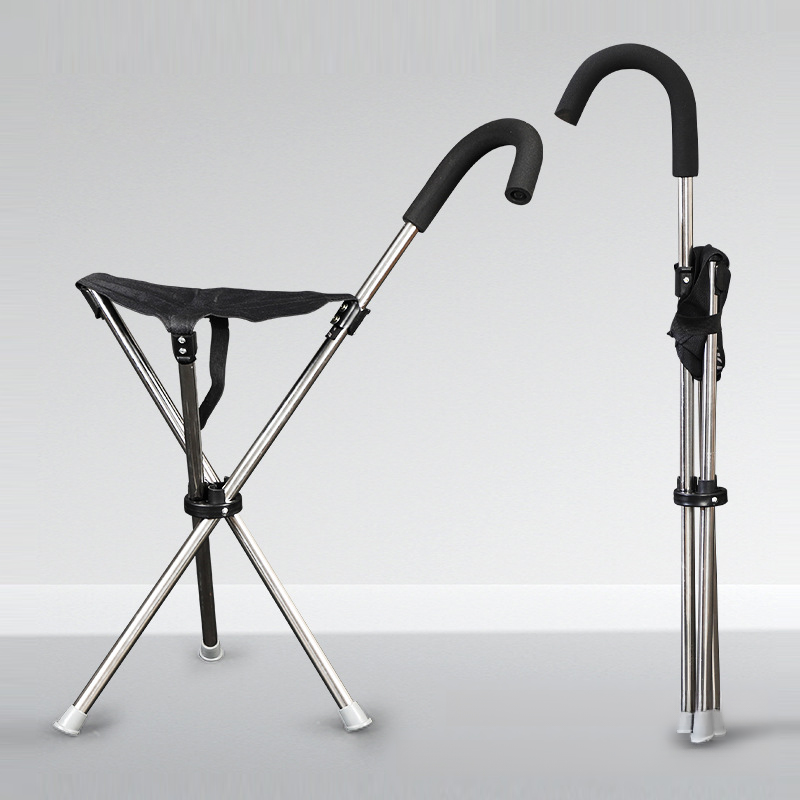 Collapsible Walking Cane Chair for Seniors 🎊 Converts to a chair in 1 second, back to a cane in 2 seconds. Rust-free and maintains shape for 10 years 🎉 Half-price offer and free shipping.